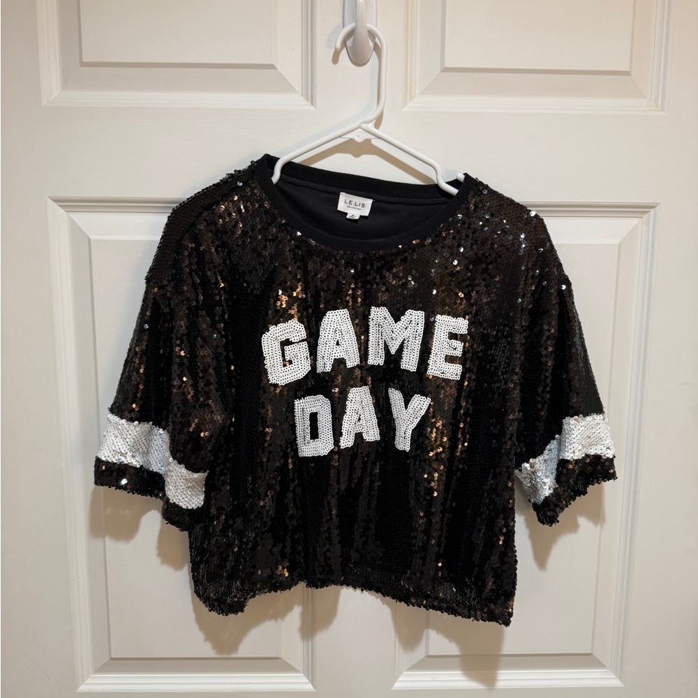 Le Lis Black Sequin Top